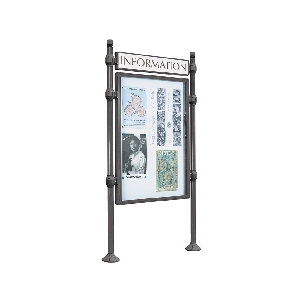 Panneau-vitrines d'information City RAL8017 - 1200x1600 - Module initial - Simple face - Sans bandeau-titre - PROCITY - 531100.8017