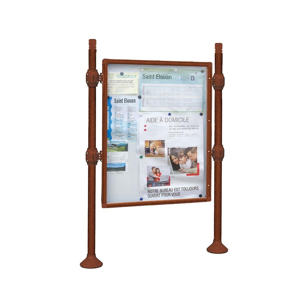 Panneau-vitrines d'information City Aspect Corten - 1600x1200 - Module initial - Simple face - Sans bandeau-titre - PROCITY - 532100.S025