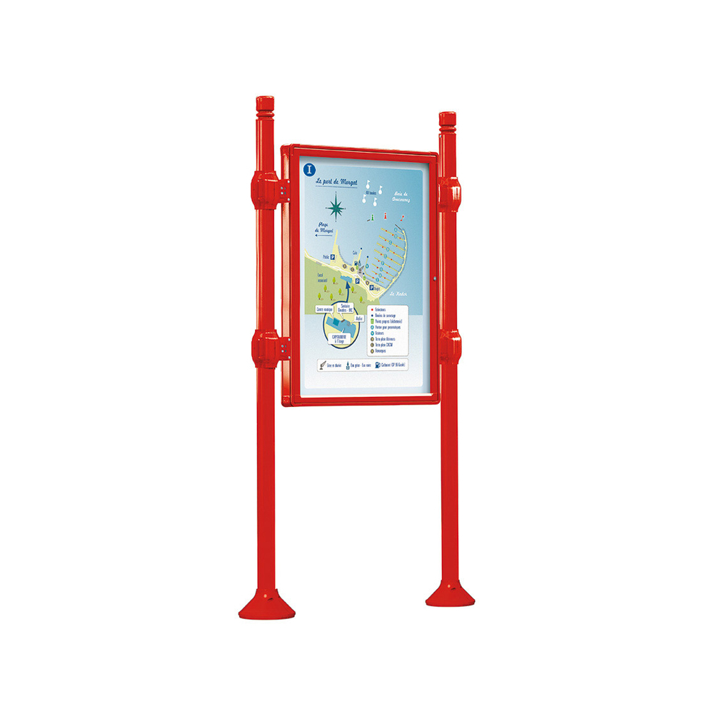 Panneau-vitrines d'information City RAL3020 - 1200x800 - Module initial - Double face - Sans bandeau-titre - PROCITY - 540100.3020