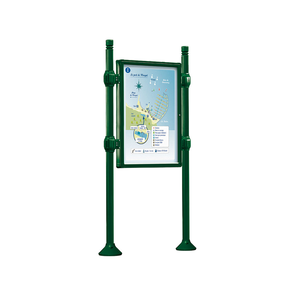 Panneau-vitrines d'information City RAL6005 - 1200x800 - Module initial - Double face - Sans bandeau-titre - PROCITY - 540100.6005