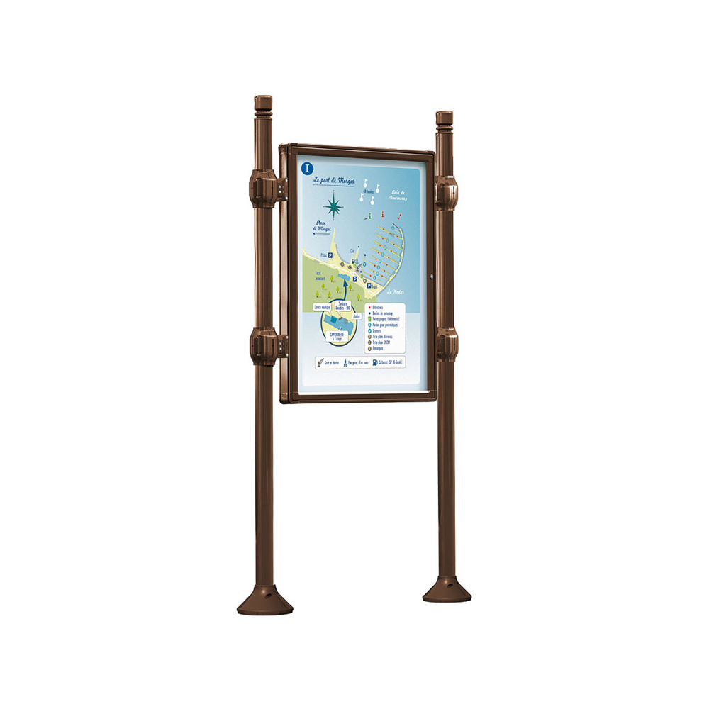 Panneau-vitrines d'information City RAL8017 - 1200x800 - Module initial - Double face - Sans bandeau-titre - PROCITY - 540100.8017