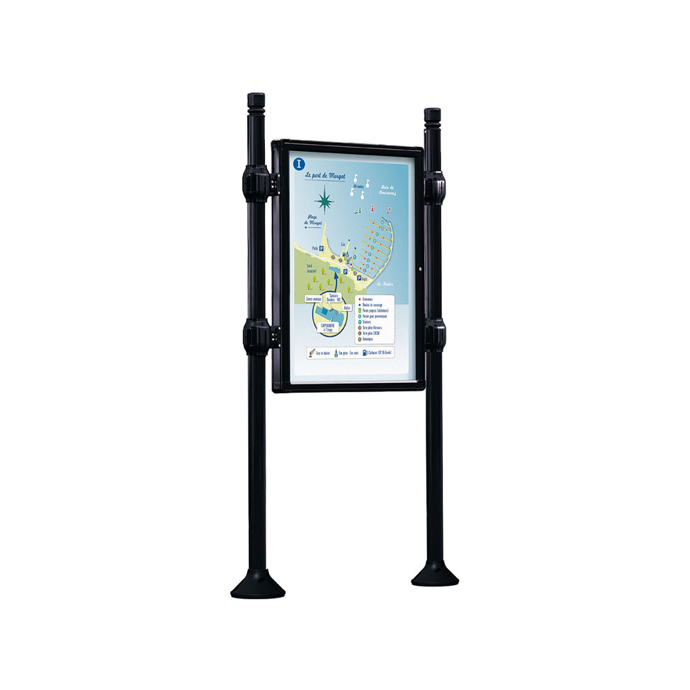 Panneau-vitrines d'information City RAL9005 - 1200x800 - Module initial - Double face - Sans bandeau-titre - PROCITY - 540100.9005