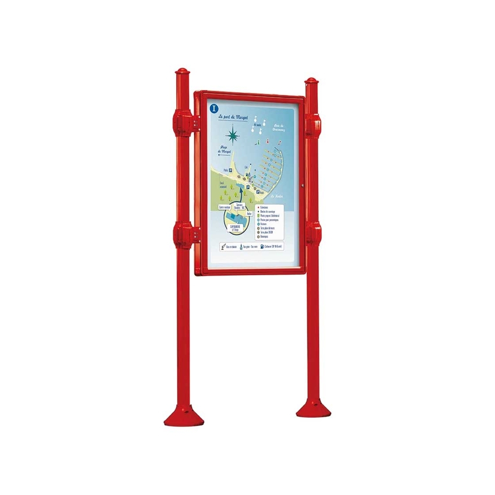 Panneau-vitrines d'information Agora RAL3020 - 1200x800 - Module initial - Double face - Sans bandeau-titre - PROCITY - 540101.3020