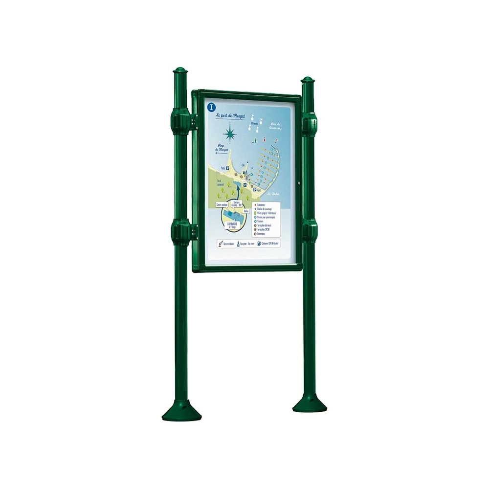 Panneau-vitrines d'information Agora RAL6005 - 1200x800 - Module initial - Double face - Sans bandeau-titre - PROCITY - 540101.6005