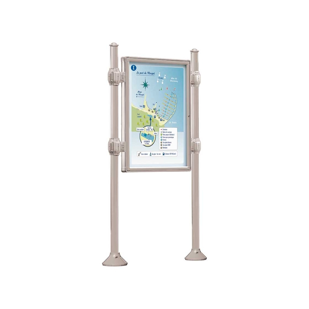 Panneau-vitrines d'information Agora RAL7044 - 1200x800 - Module initial - Double face - Sans bandeau-titre - PROCITY - 540101.7044