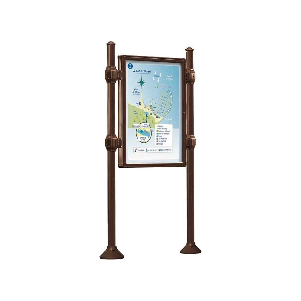 Panneau-vitrines d'information Agora RAL8017 - 1200x800 - Module initial - Double face - Sans bandeau-titre - PROCITY - 540101.8017