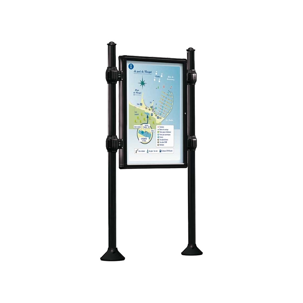 Panneau-vitrines d'information Agora RAL9005 - 1200x800 - Module initial - Double face - Sans bandeau-titre - PROCITY - 540101.9005