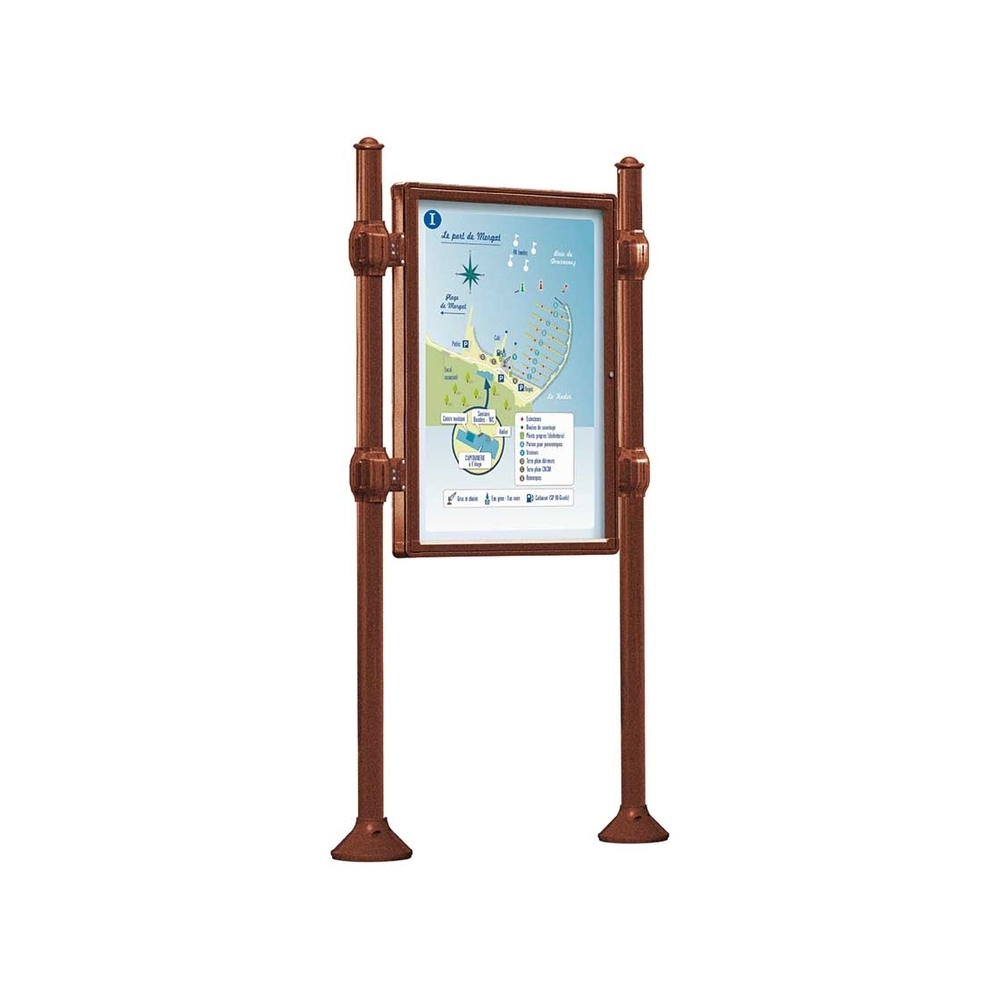 Panneau-vitrines d'information Agora Aspect Corten - 1200x800 - Module initial - Double face - Sans bandeau-titre - PROCITY - 540101.S025