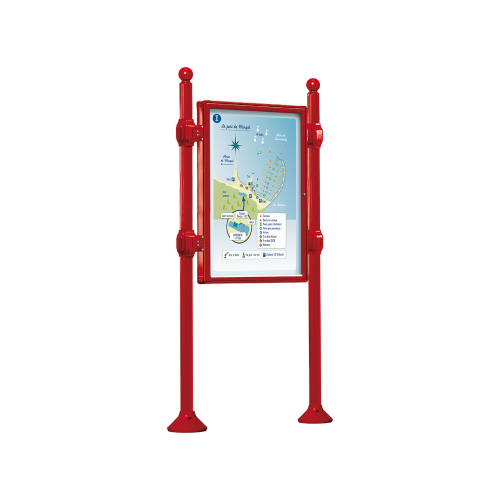 Panneau-vitrines d'information Boule RAL3004 - 1200x800 - Module initial - Double face - Sans bandeau-titre - PROCITY - 540102.3004