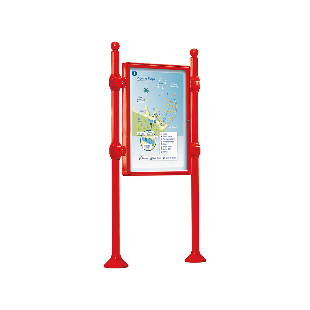 Panneau-vitrines d'information Boule RAL3020 - 1200x800 - Module initial - Double face - Sans bandeau-titre - PROCITY - 540102.3020