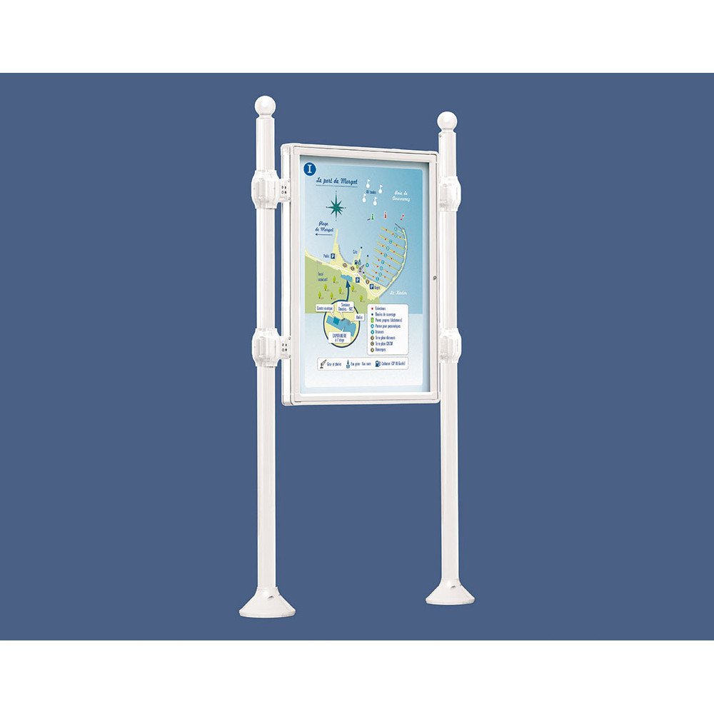 Panneau-vitrines d'information Boule RAL9010 - 1200x800 - Module initial - Double face - Sans bandeau-titre - PROCITY - 540102.9010