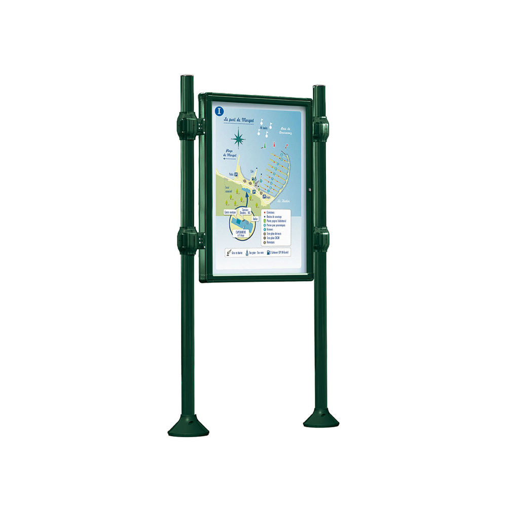 Panneau-vitrines d'information Inox brossé RAL6005 - 1200x800 - Module initial - Double face - Sans bandeau-titre - PROCITY - 540109.6005