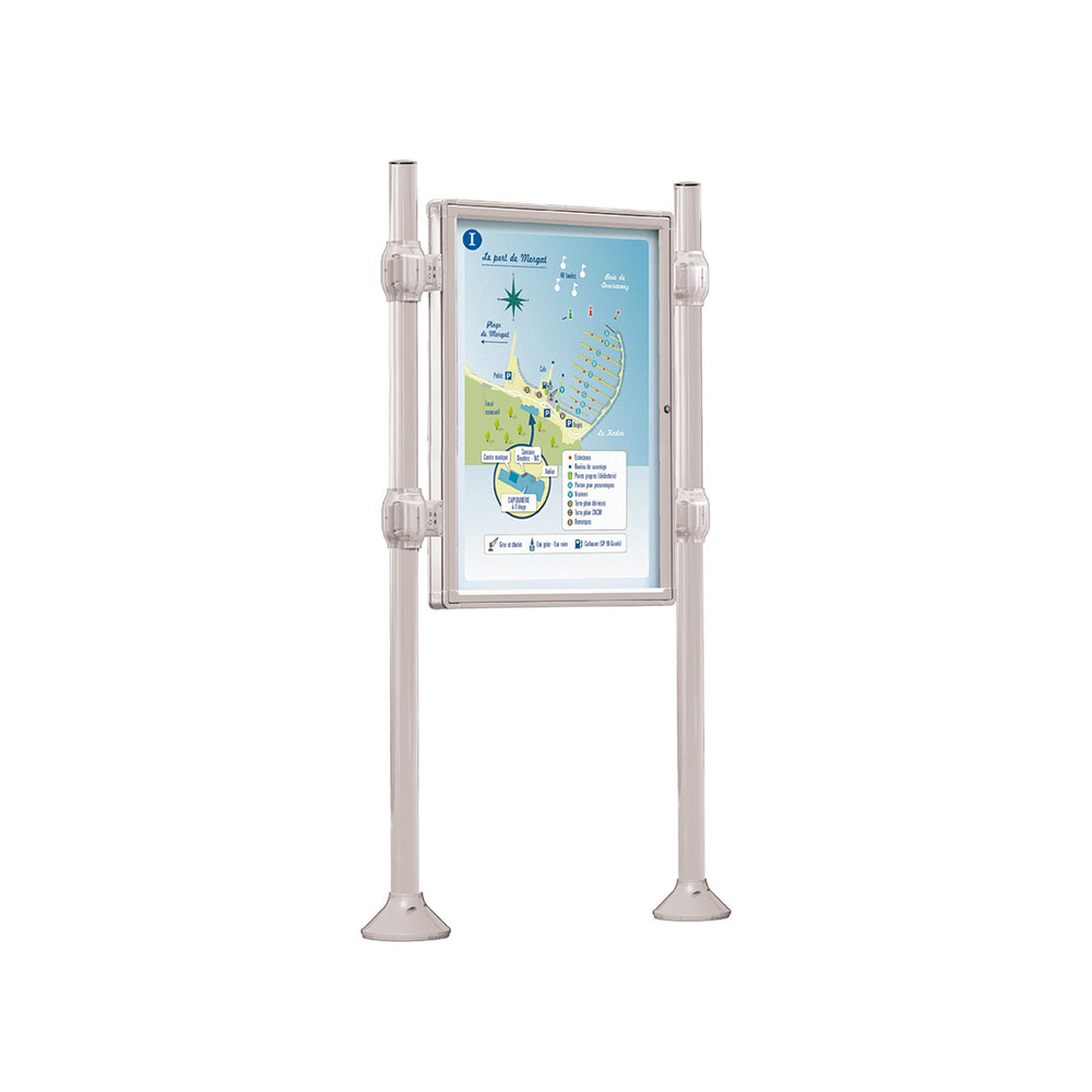 Panneau-vitrines d'information Inox brossé RAL7044 - 1200x800 - Module initial - Double face - Sans bandeau-titre - PROCITY - 540109.7044