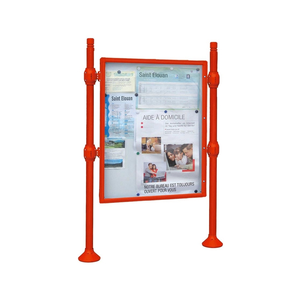 Panneau-vitrines d'information City RAL3020 - 1600x1200 - Module initial - Double face - Sans bandeau-titre - PROCITY - 560100.3020