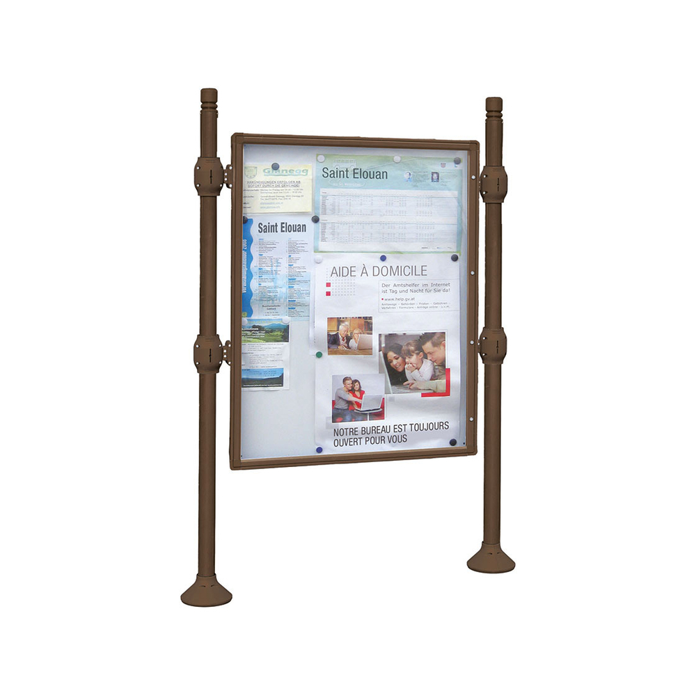 Panneau-vitrines d'information City RAL8017 - 1600x1200 - Module initial - Double face - Sans bandeau-titre - PROCITY - 560100.8017
