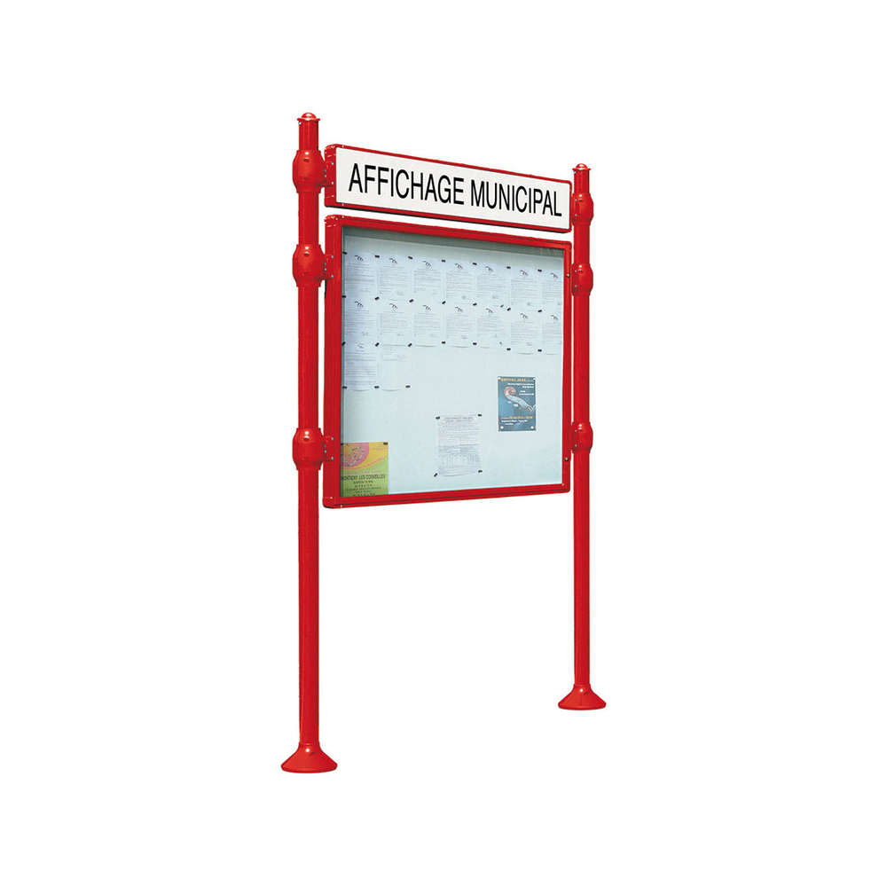 Panneau-vitrines d'information Agora RAL3020 - 800x1200 - Module initial - Simple face - Bandeau-titre - PROCITY - 590011.3020