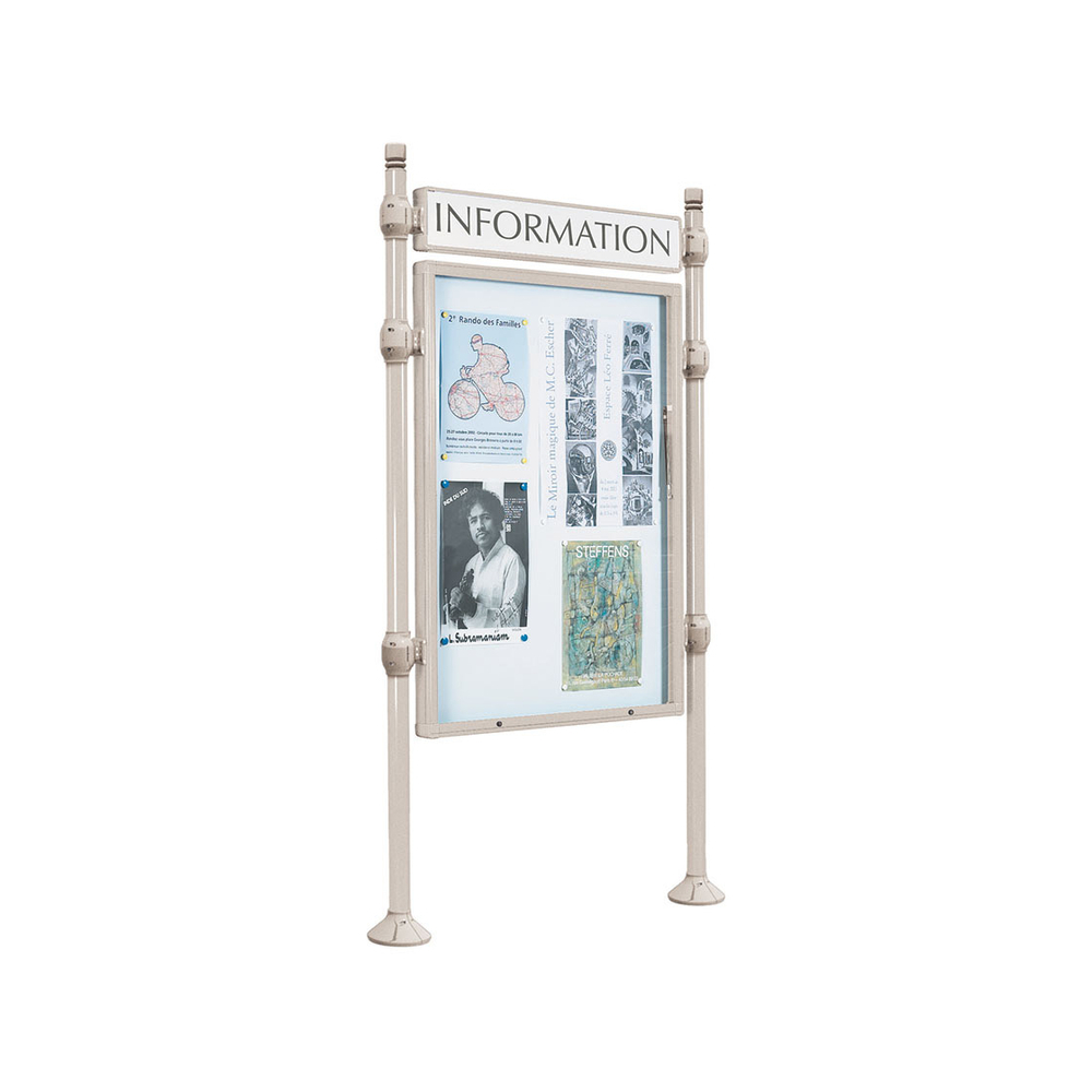 Panneau-vitrines d'information City RAL7044 - 1200x800 - Module initial - Simple face - Bandeau-titre - PROCITY - 590110.7044