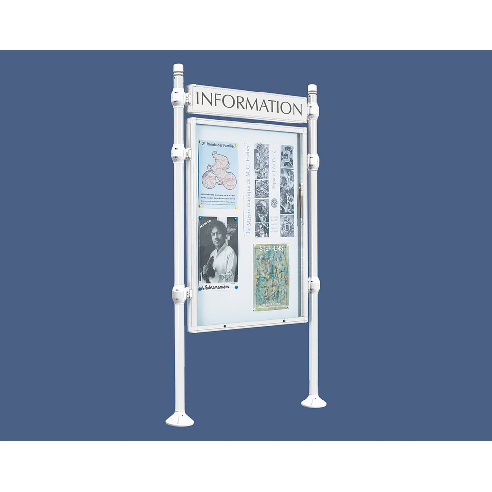 Panneau-vitrines d'information City RAL9010 - 1200x800 - Module initial - Simple face - Bandeau-titre - PROCITY - 590110.9010