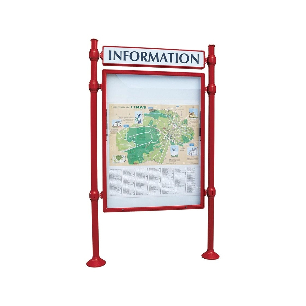 Panneau-vitrines d'information Agora RAL3004 - 1600x1200 - Module initial - Simple face - Bandeau-titre - PROCITY - 590311.3004