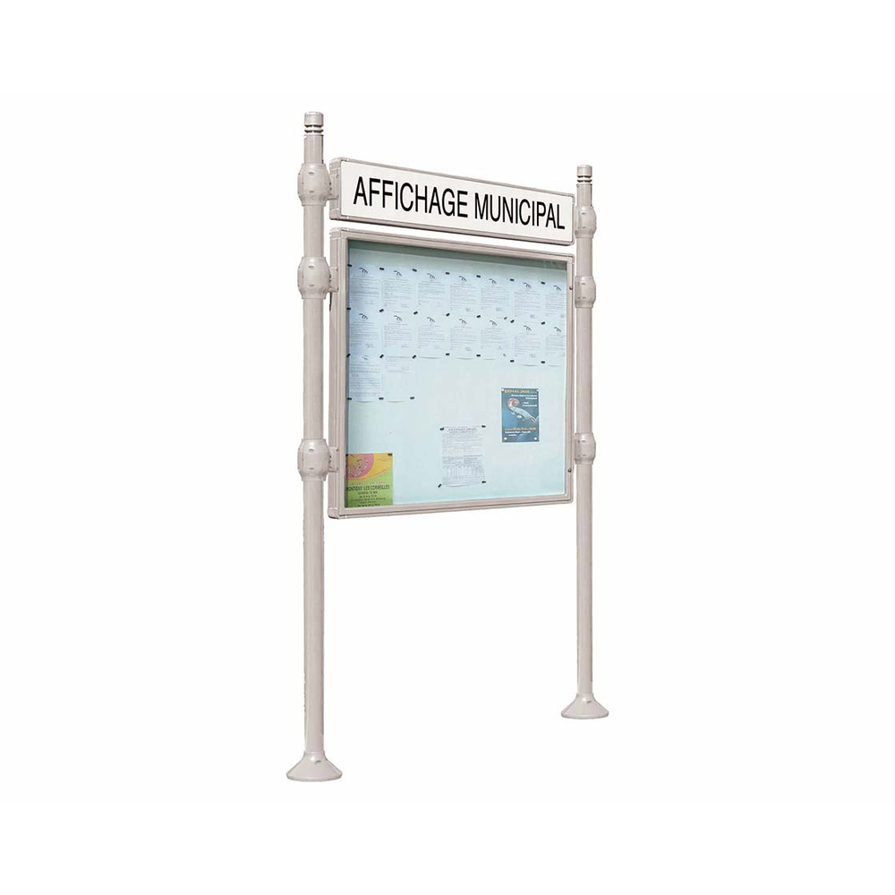 Panneau-vitrines d'information City RAL7044 - 800x1200 - Module initial - Double face - Bandeau-titre - PROCITY - 590410.7044