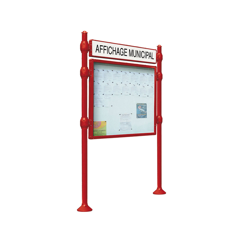 Panneau-vitrines d'information Agora RAL3004 - 800x1200 - Module initial - Double face - Bandeau-titre - PROCITY - 590411.3004