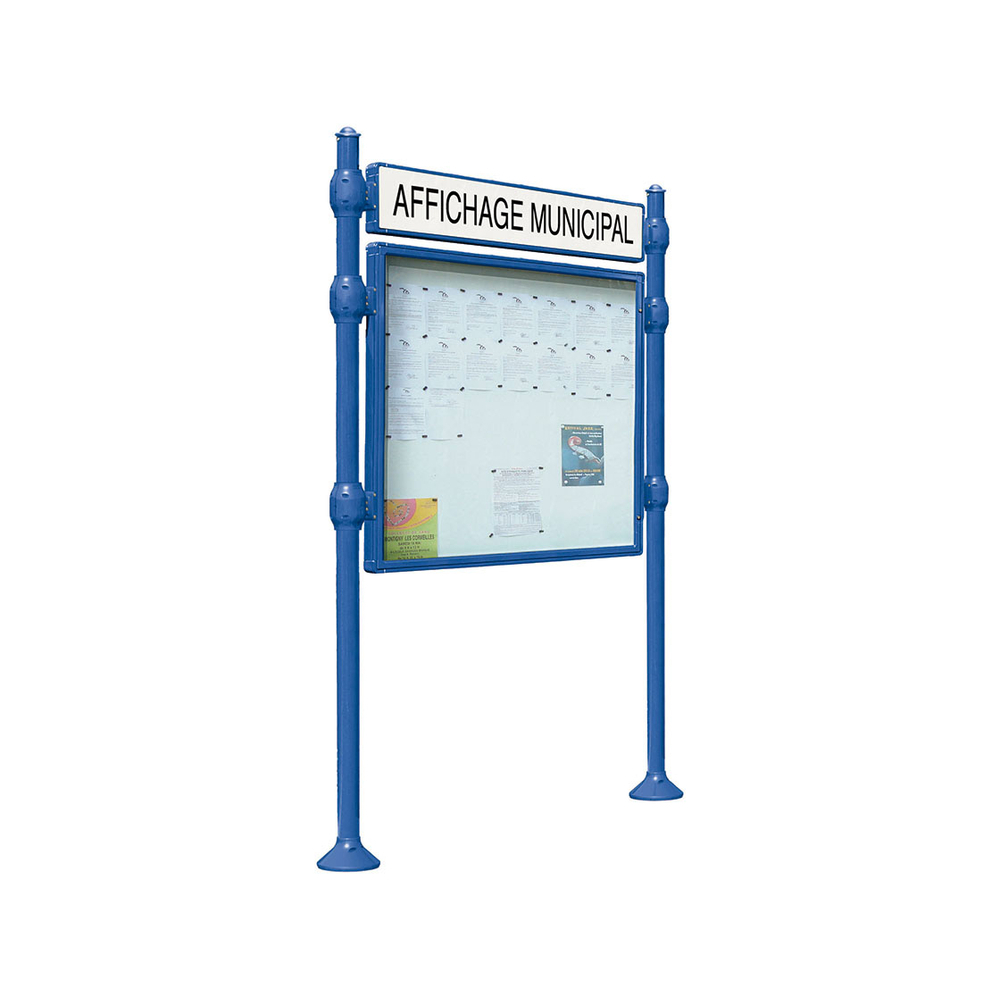 Panneau-vitrines d'information Agora RAL5010 - 800x1200 - Module initial - Double face - Bandeau-titre - PROCITY - 590411.5010