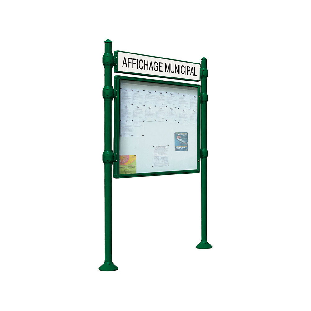 Panneau-vitrines d'information Agora RAL6005 - 800x1200 - Module initial - Double face - Bandeau-titre - PROCITY - 590411.6005