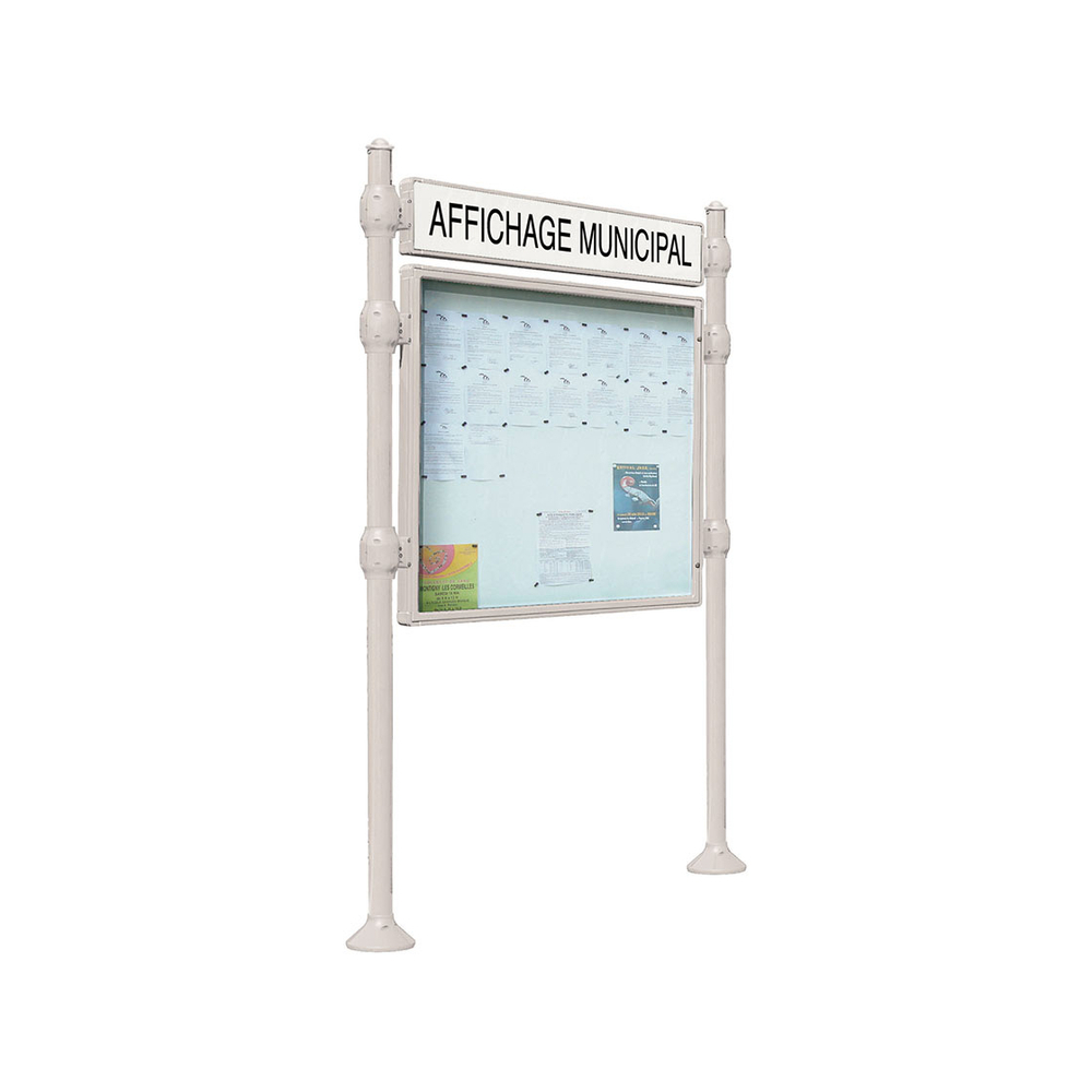 Panneau-vitrines d'information Agora RAL7044 - 800x1200 - Module initial - Double face - Bandeau-titre - PROCITY - 590411.7044