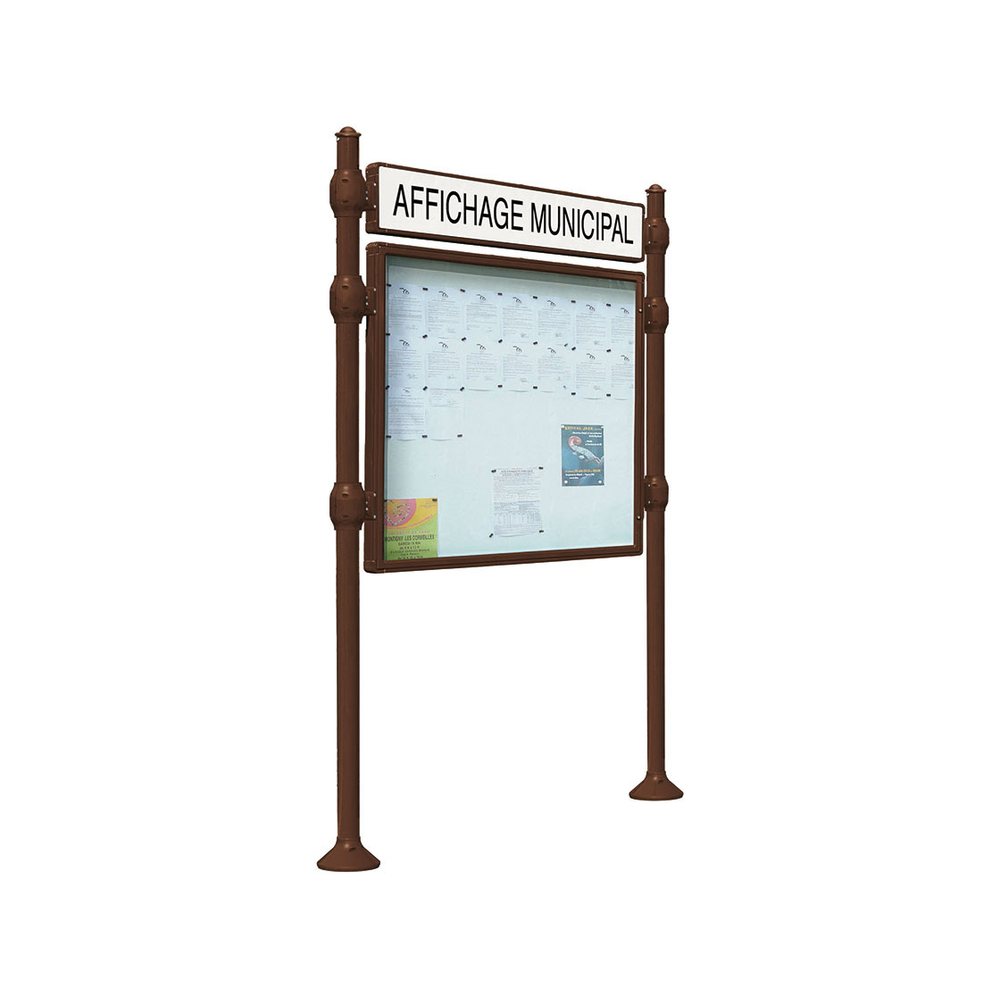 Panneau-vitrines d'information Agora RAL8017 - 800x1200 - Module initial - Double face - Bandeau-titre - PROCITY - 590411.8017