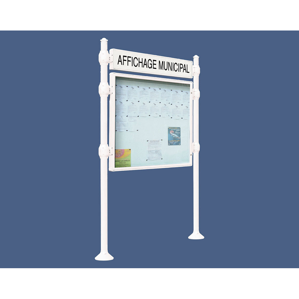 Panneau-vitrines d'information Agora RAL9010 - 800x1200 - Module initial - Double face - Bandeau-titre - PROCITY - 590411.9010
