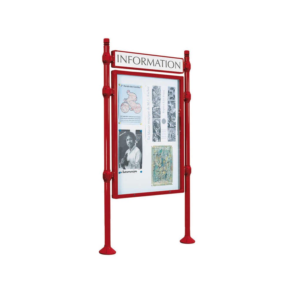 Panneau-vitrines d'information City RAL3004 - 1200x800 - Module initial - Double face - Bandeau-titre - PROCITY - 590510.3004