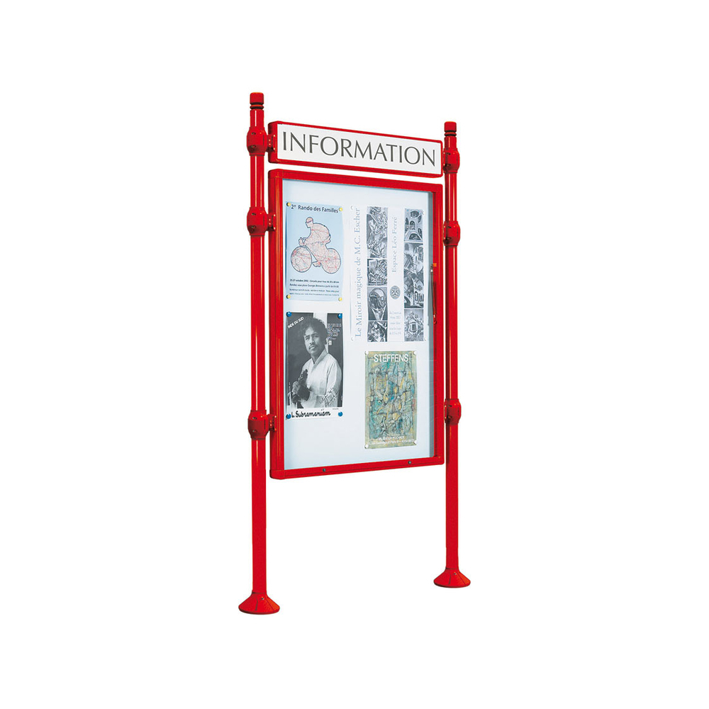 Panneau-vitrines d'information City RAL3020 - 1200x800 - Module initial - Double face - Bandeau-titre - PROCITY - 590510.3020