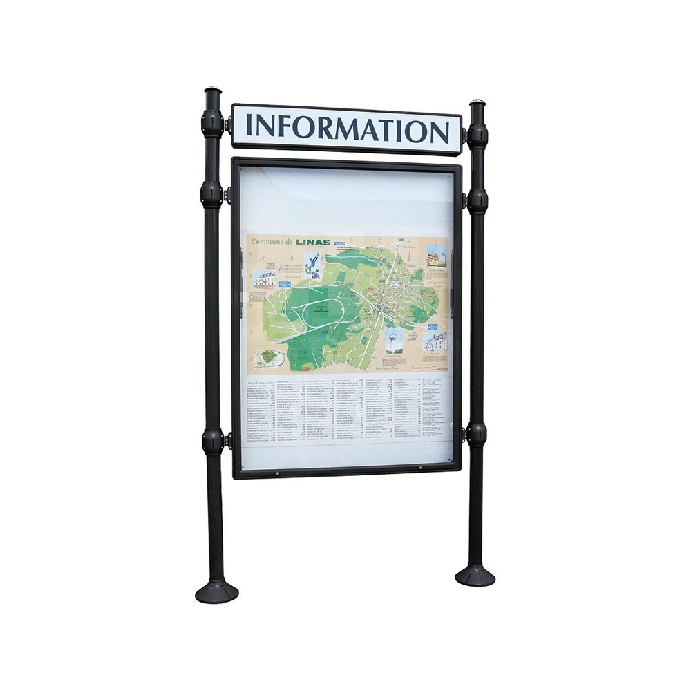 Panneau-vitrines d'information Agora RAL9005 - 1600x1200 - Module initial - Double face - Bandeau-titre - PROCITY - 590711.9005