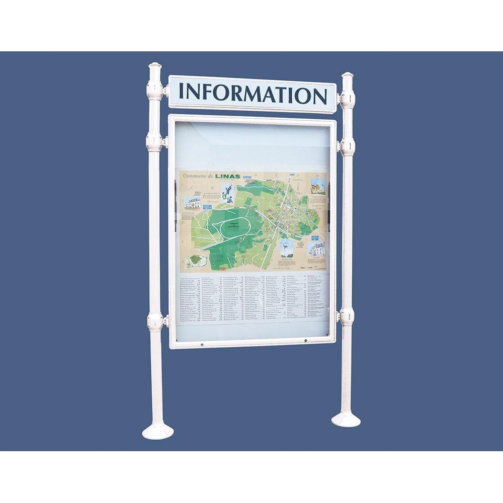 Panneau-vitrines d'information Agora RAL9010 - 1600x1200 - Module initial - Double face - Bandeau-titre - PROCITY - 590711.9010