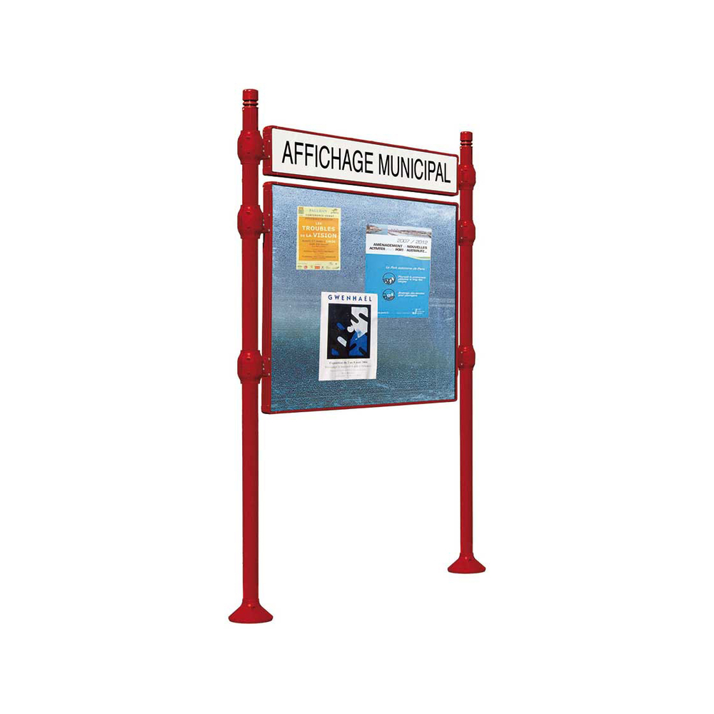 Panneau d'affichage libre City RAL3004 - 870x1225 - Module initial - Bandeau-titre - PROCITY - 591130.3004