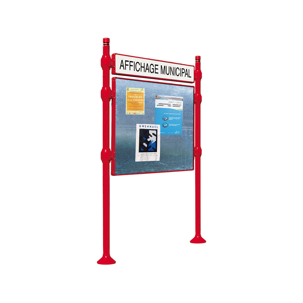 Panneau d'affichage libre City RAL3020 - 870x1225 - Module initial - Bandeau-titre - PROCITY - 591130.3020