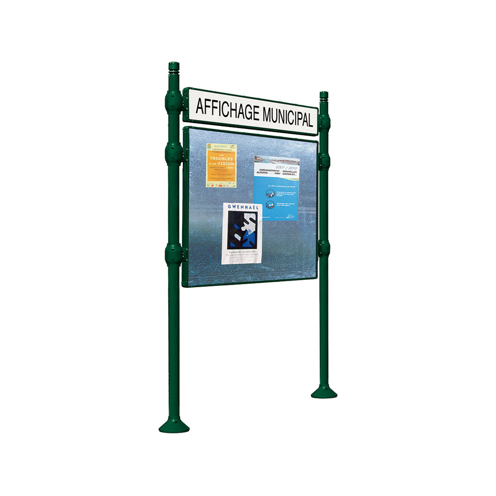 Panneau d'affichage libre City RAL6005 - 870x1225 - Module initial - Bandeau-titre - PROCITY - 591130.6005