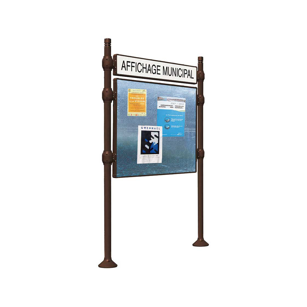 Panneau d'affichage libre City RAL8017 - 870x1225 - Module initial - Bandeau-titre - PROCITY - 591130.8017
