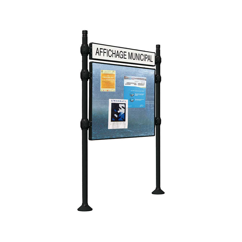 Panneau d'affichage libre City RAL9005 - 870x1225 - Module initial - Bandeau-titre - PROCITY - 591130.9005