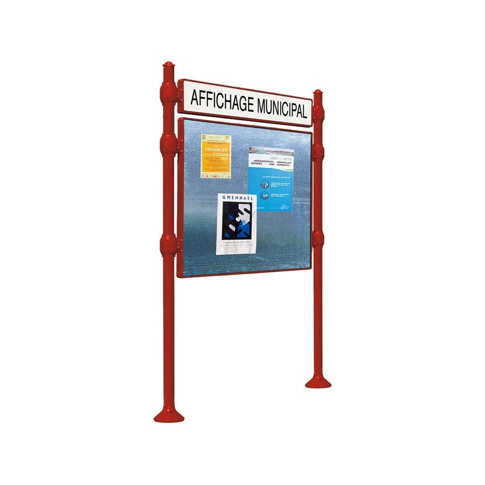 Panneau d'affichage libre Agora RAL3004 - 870x1225 - Module initial - Bandeau-titre - PROCITY - 591131.3004