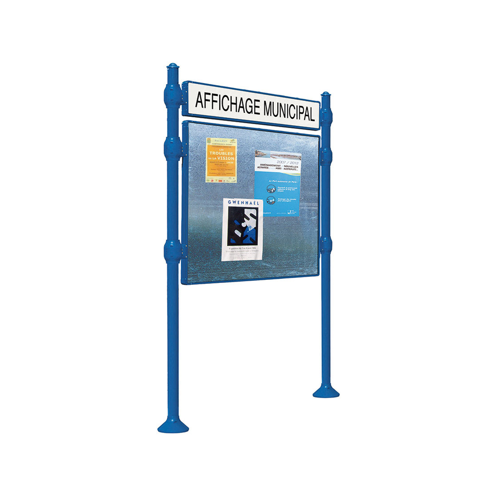 Panneau d'affichage libre Agora RAL5010 - 870x1225 - Module initial - Bandeau-titre - PROCITY - 591131.5010