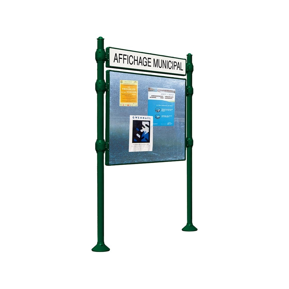 Panneau d'affichage libre Agora RAL6005 - 870x1225 - Module initial - Bandeau-titre - PROCITY - 591131.6005