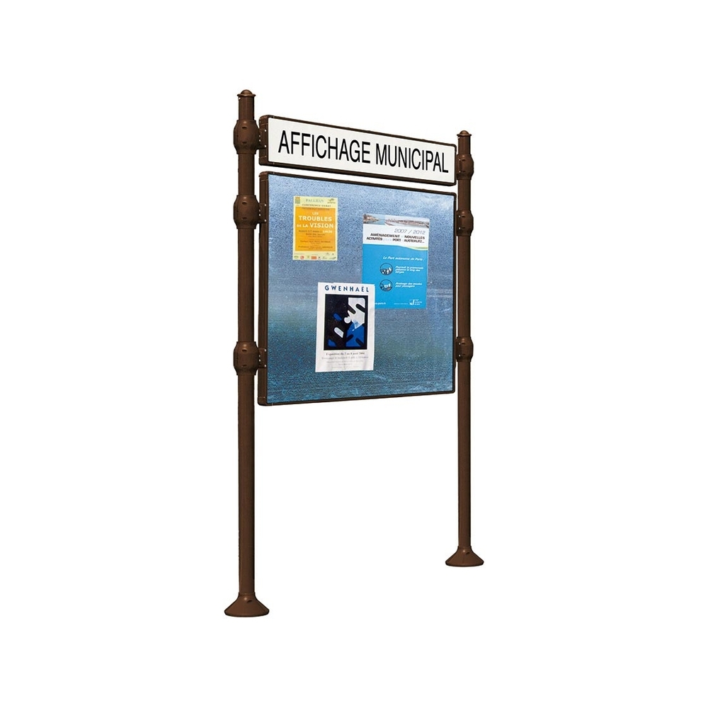 Panneau d'affichage libre Agora RAL8017 - 870x1225 - Module initial - Bandeau-titre - PROCITY - 591131.8017