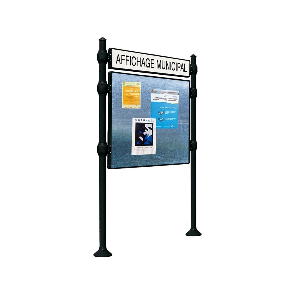 Panneau d'affichage libre Agora RAL9005 - 870x1225 - Module initial - Bandeau-titre - PROCITY - 591131.9005