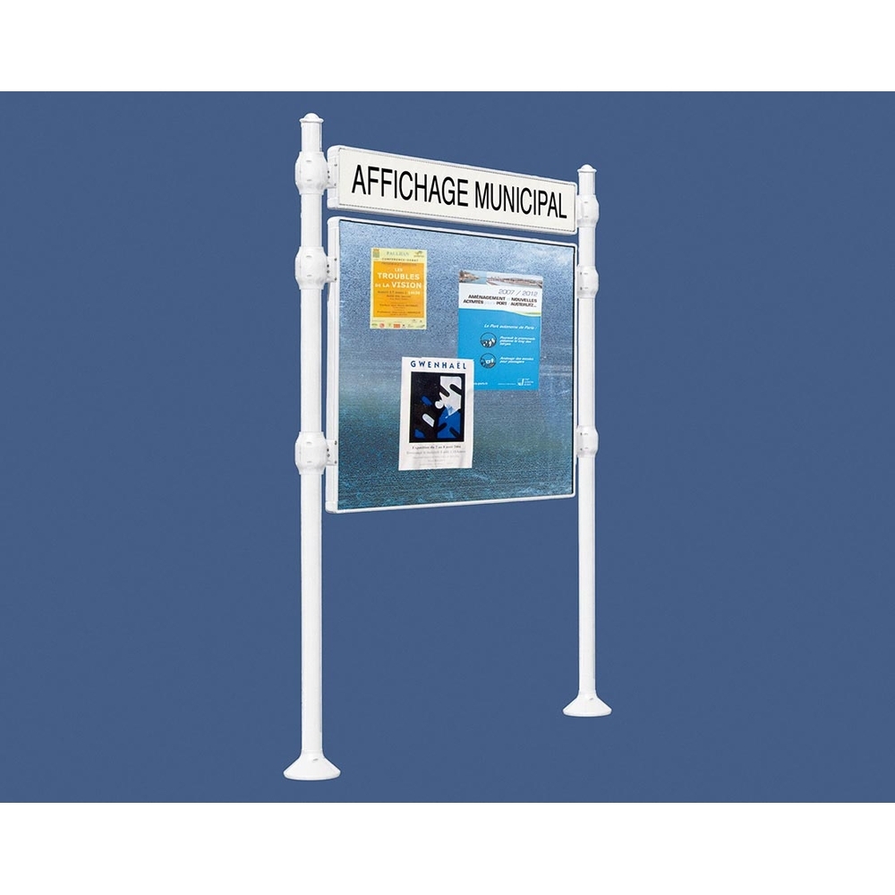 Panneau d'affichage libre Agora RAL9010 - 870x1225 - Module initial - Bandeau-titre - PROCITY - 591131.9010