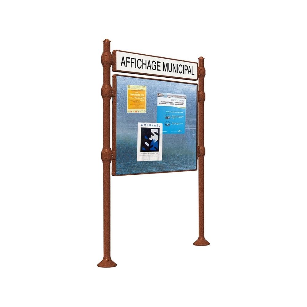 Panneau d'affichage libre Agora Aspect Corten - 870x1225 - Module initial - Bandeau-titre - PROCITY - 591131.S025