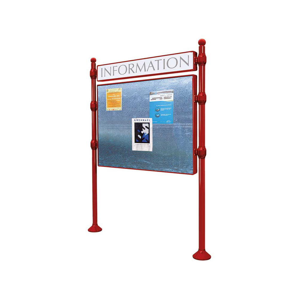 Panneau d'affichage libre Boule RAL3004 - 870x1225 - Module initial - Bandeau-titre - PROCITY - 591132.3004