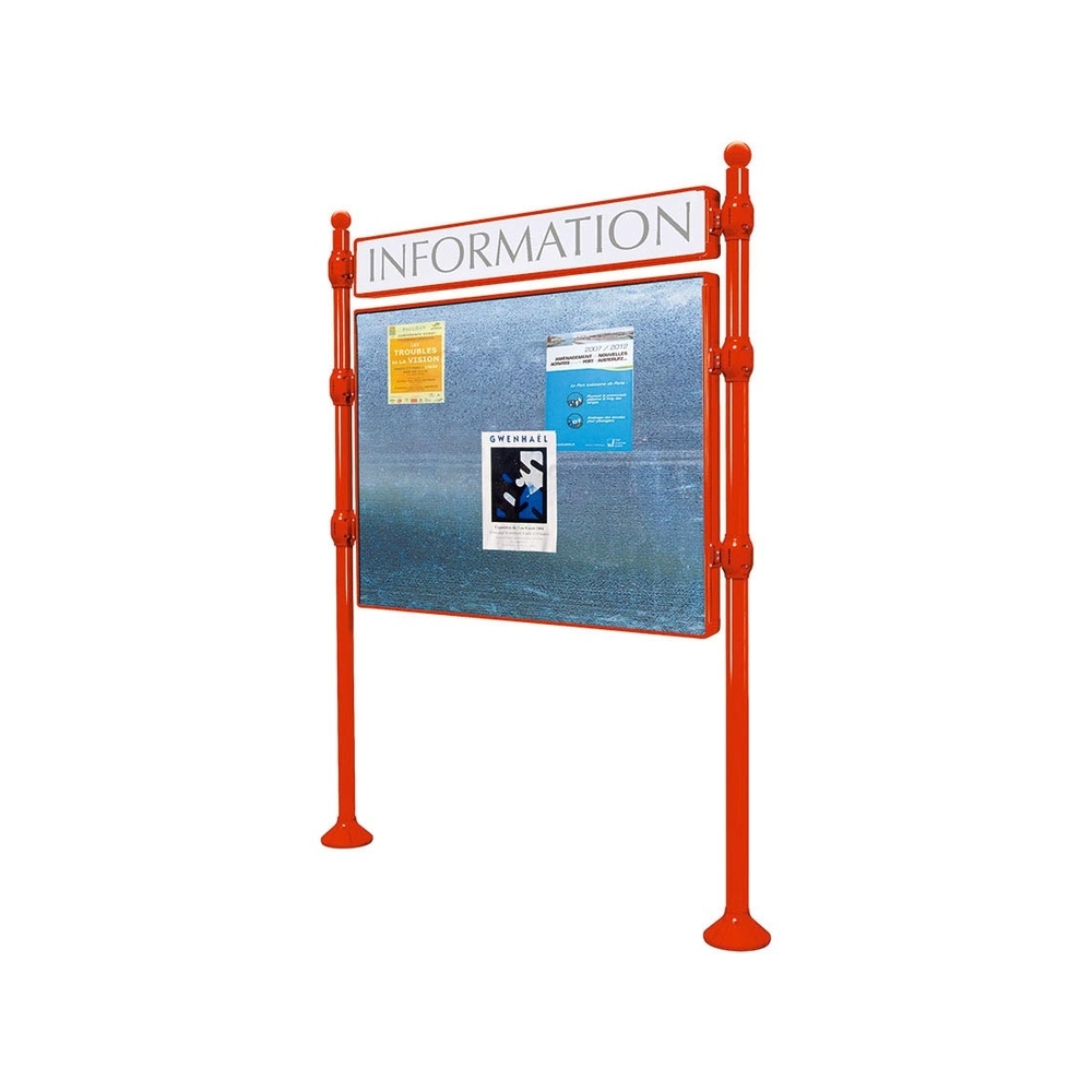 Panneau d'affichage libre Boule RAL3020 - 870x1225 - Module initial - Bandeau-titre - PROCITY - 591132.3020