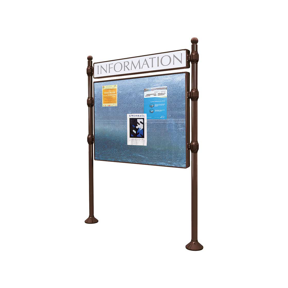 Panneau d'affichage libre Boule RAL8017 - 870x1225 - Module initial - Bandeau-titre - PROCITY - 591132.8017