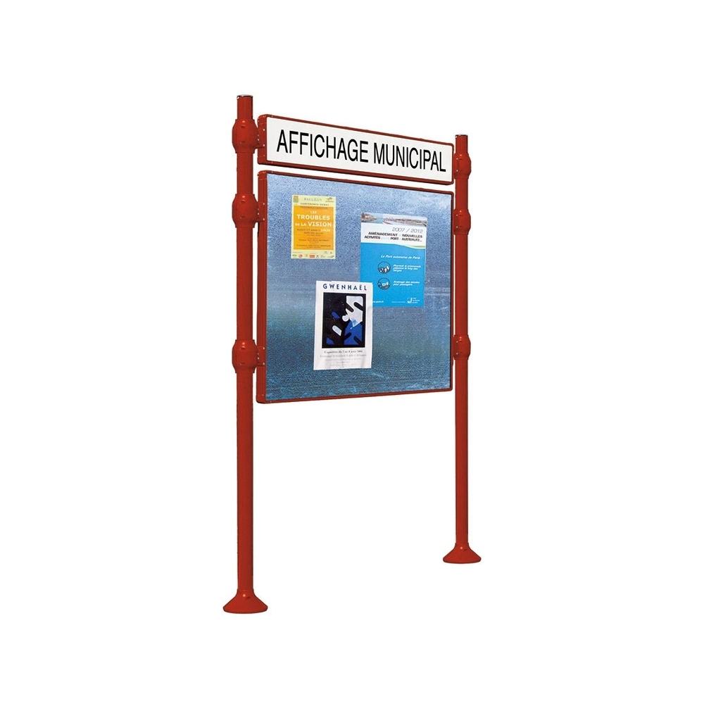 Panneau d'affichage libre Inox brossé RAL3004 - 870x1225 - Module initial - Bandeau-titre - PROCITY - 591139.3004